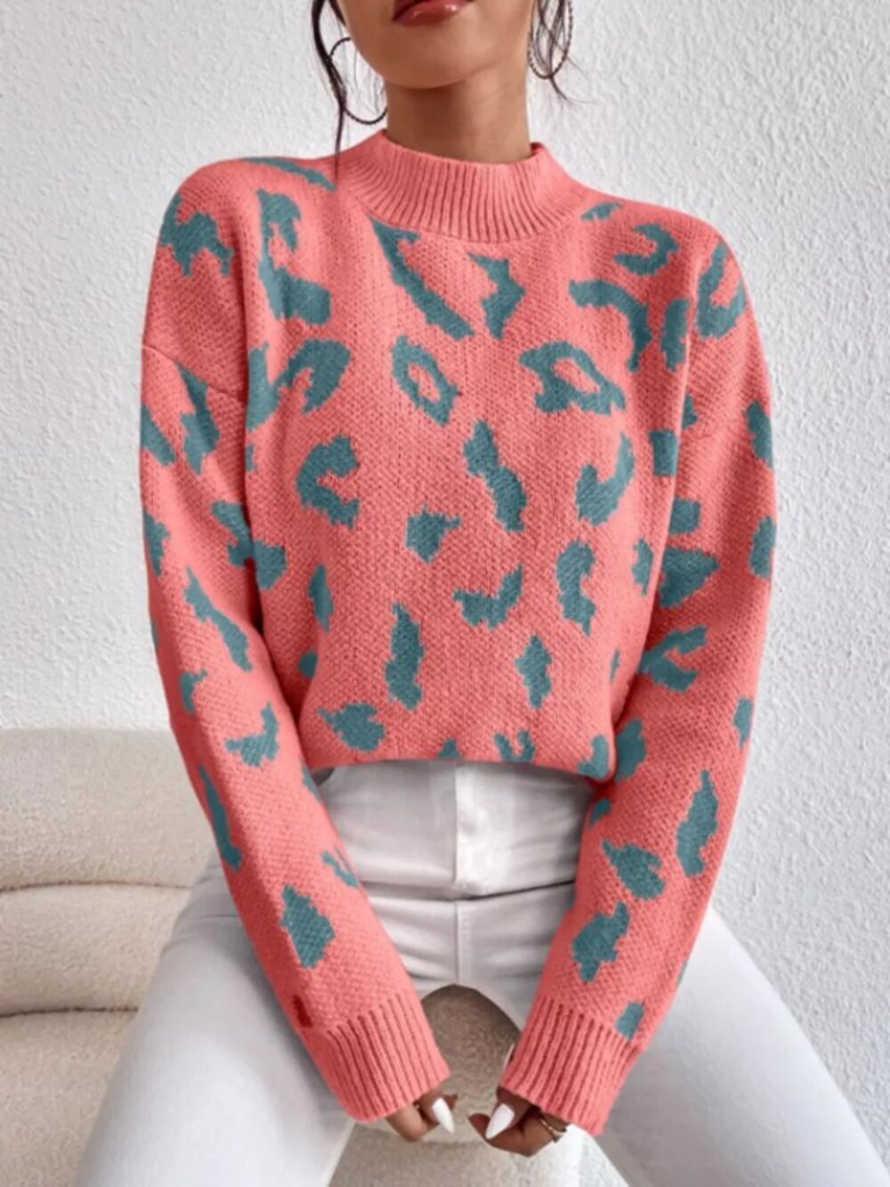 Leopard Mock Neck Sweater